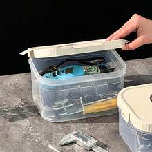 1/2pcs 2800/3700ML Multifunctional Transparent Plastic Hardware Tool Storage Box With Handle & Lid, Portable Large Capacity Dustproof Tool Box, Stackable Tool Organizer, Suitable For Outdoor,Home Storage And Organization - Multicolor - View 9