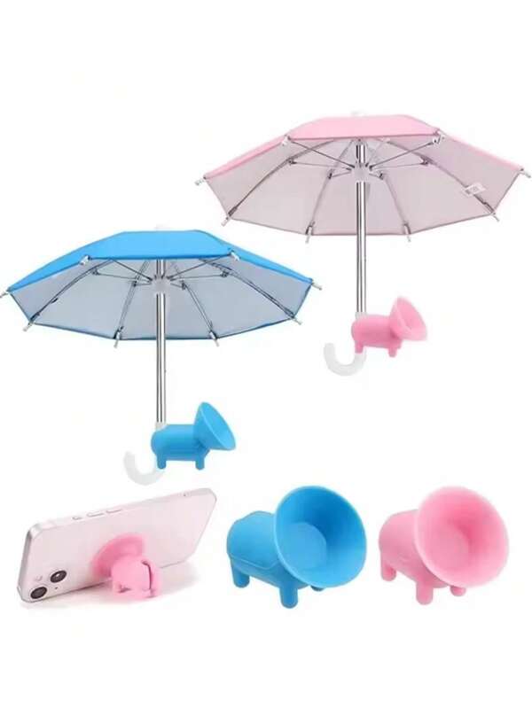 Creative Mini Umbrella Phone Stand, Universal Waterproof Holder For Smartphones, Portable Outdoor Rain & Sun Accessory
