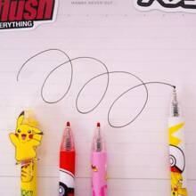 pokemon Pikachu Patch Druck Stift mit 0,5 mm schwarzem Kern, glatte Melodie mit hoher Ästhetik, Cartoon-Motiv, neutral [Stiftfarbe/-muster wird zufällig versendet], Schulmaterial, Rückkehr zur Schule