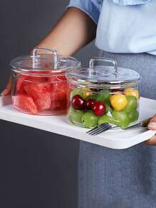 1pc High Borosilicate Glass Bowl With Lid, Transparent Food Storage Container For Fruit, Candy, Snack, Salad, Kids