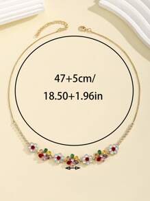 1 pièce Collier fleur multicolore de luxe élégant en cuivre avec griffe de mode