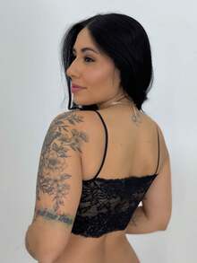 Kit 2 Women's Lace Cropped Strap Top - Màu be và đen - Xem 3