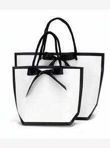 1/5/10 elegante und einfache schwarz-weiße Geschenktüten mit goldfarbener Kante, horizontale Handtaschen, schwarz-weiße Papiertüten mit goldfarbener Kante, hochwertige und einfache Geschenktüten, geeignet für Hochzeiten, Geburtstage, tägliche Ausflüge, Einkaufen, Halloween-Partys, Weihnachtspartys, Sommerhochzeiten, Familien-Geschenke, Paar-Geschenke