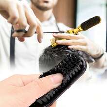 1pc Double-Sided Beard Brush, Multifunctional Hair & Beard Styling Brush For Home Beard Care, Barber Hair Trimming - Gold - View 3