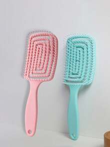 3支/2支/1支装 女孩蓬松按摩猪鬃大号弯头梳套装，镂空马卡龙色发梳，必备发梳，美发造型工具，护发产品及配件，适合美容旅行和美发沙龙使用，适用于头发护理和造型