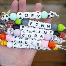 1pc Personalized Sports Name Keychain, Sports Backpack Pendant, Customized Name Keychain, Football/Volleyball/Basketball/Tennis Keychain