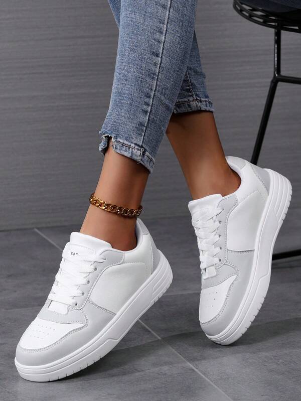 Women's Lace Up Casual Shoes, Sports Shoes, White Shoes, Women's Shoes, Skateboarding Shoes, Lightweight Street Board Shoes