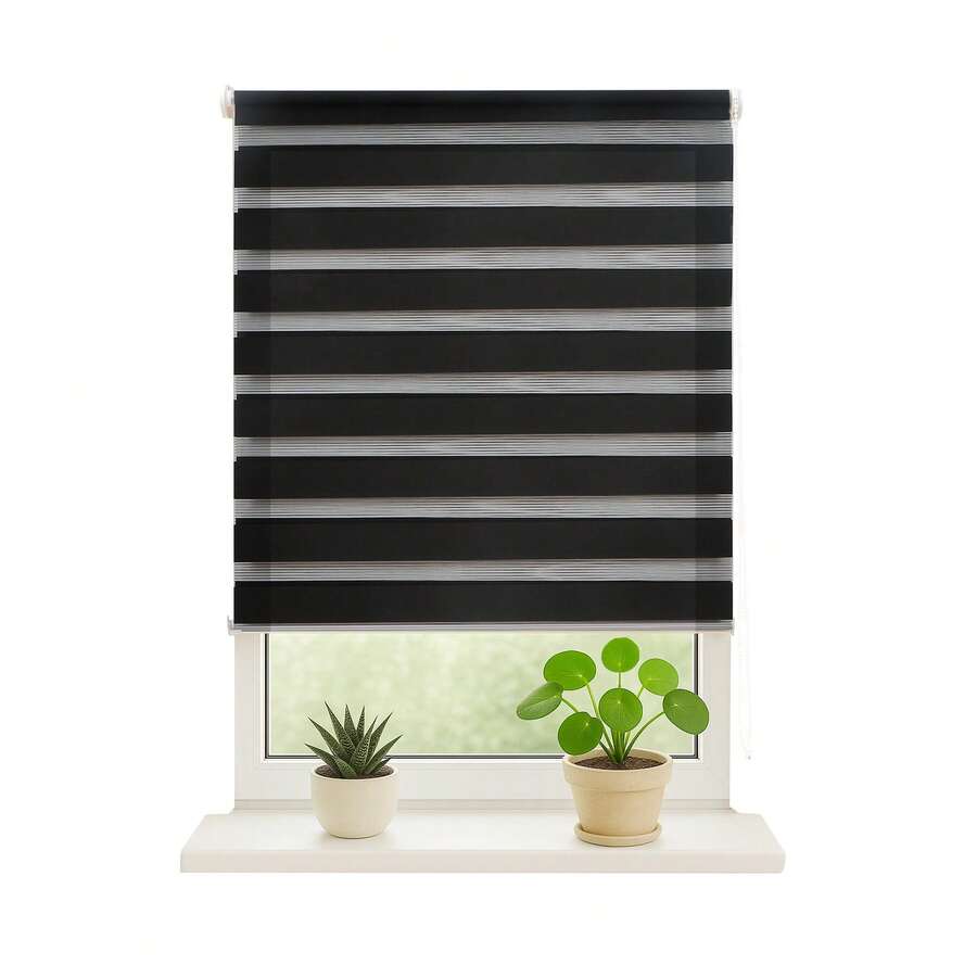 Double-Layer Day And Night Roller Blind – Easy Installation Without Drilling, For Windows And Doors, Various Colors – Free 24/48h Delivery To The Iberian Peninsula. Variety Of Colors. - màu đen - Xem 1