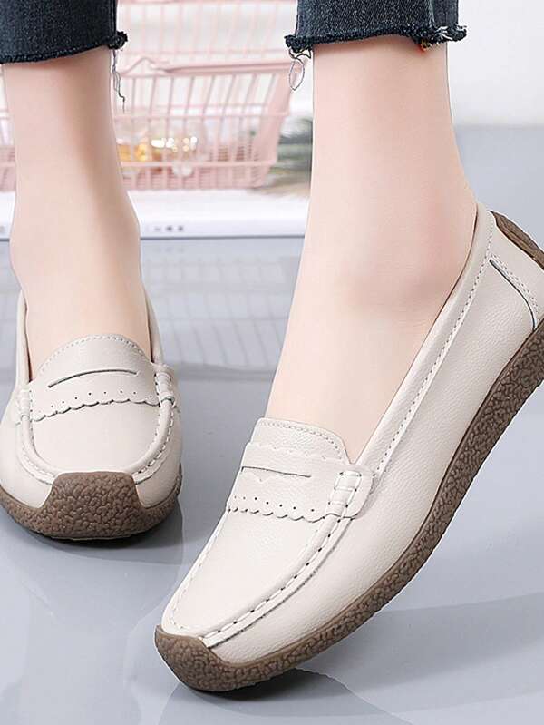 Women's Solid Color Slip-On Loafers, Comfortable Casual Soft Bottom Shoes, Lightweight And Comfortable