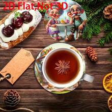 6 Stücke Holzuntersetzer, 3.94 Inch Paar-Design, hitzebeständige Holz Tischunterlagen, geeignet für Büro, Café, Feiertagsdekoration, ideal als Geschenk zu Weihnachten, Valentinstag, Thanksgiving, Vatertag und Muttertag, Feiertags-Dekoration, Wohndekoration