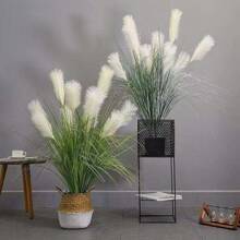 Planta verde artificial - 5 piezas/3 conjuntos de Juncos blancos realistas, adecuados para decoración del hogar y exteriores, excelentes para jardín, patio, porche, sala de estar - Ideal para aniversario, fiestas, Día de la Madre, graduación, inauguración de casa, temporada de bodas, decoración de bodas, apariencia natural, decoración de juncos sin mantenimiento