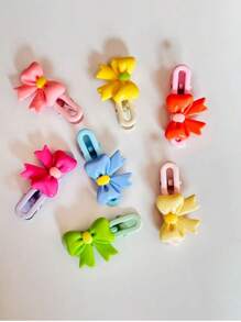 Juego de 7 pasadores de colores con diseño de lazo de dopamina para el cabello de niñas, accesorios para el cabello, accesorios escolares, pinzas, pasadores de pelo, garras de pelo
