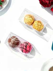 5件透明空白巧克力包装盒迷你蛋糕马卡龙塑料盒长方形盒糖果饼干礼盒烘焙糕点PET盒 - 彩色 - 查看 5