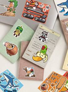 8PCS Make A Face Tung Tung Tung Sahur Cartoon Doodle Stickers Abstract Style Fit Laptop Decorative Stickers, Tanning Stickers, Room Decorative Headphones, Car Stickers Gift Decorative, Office Decorative Guitar Laptop Luggage DIY Handwritten Book Decorative Stickers