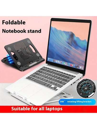 360°可调节人体工学笔记本电脑支架和平板电脑支架 - 可折叠防滑散热架，适用于平板电脑/笔记本电脑/手机 - 跨境版