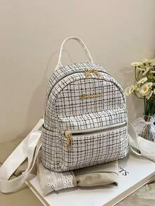 Korean Style Large Capacity Student Backpack, Plaid Pattern, Fashion, Versatile, Unique, Back To School Backpack - Multicolor - View 10