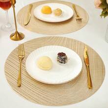 1/4/6/8pcs Oval Foil Coasters - Heat Insulation, Non-Slip, All Season Use, Easy To Clean, Suitable For Hotel, Restaurant, Western Dining Decor, Thermal Insulation Mat, Multipurpose Coaster, Enhance Dining Table Aesthetics, Practical & Fashionable! - PP Round Placemat - View 2