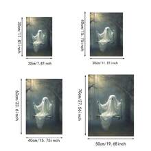 1PC Ghost Sitting On A Swing Halloween Horror Style Oil Canvas Painting Wall Arts Modern Vintage Posters Decoration, White Ghost In The Forest Modern Art Printed Poster Picture Room Decoration, Corridor, Living Room, Bedroom Halloween Wall Decoration(No Frame) - Multicolor - View 8