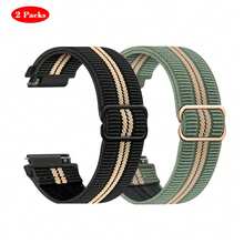 Correa de reloj de liberación rápida - Opción de ancho - Correas de reloj de 20 mm y 22 mm, correa de nailon elástica ajustable de bucle único como repuesto para hombres y mujeres - Correa elástica 20, 22 (estilo rayado) - Ver 19