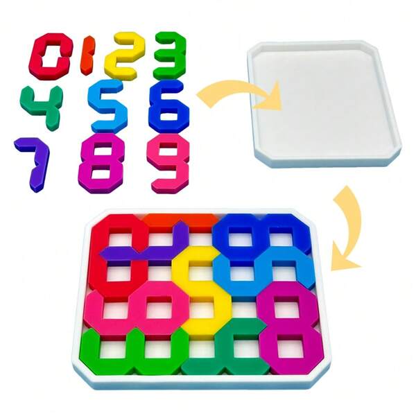Juegos de rompecabezas con números del 0 al 9 para niños a partir de 3 años, juguetes educativos de bloques de silicona suaves y duraderos para practicar el pensamiento lógico, el reconocimiento de colores, aprendizaje y enseñanza, juegos interactivos padres-hijos