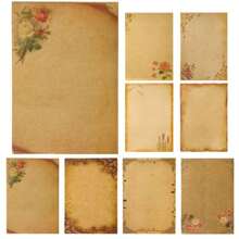8pcs Retro Kraft Paper Writing Letter Set, Creative European Pattern A5 Stationery,School Supplies,Back To School