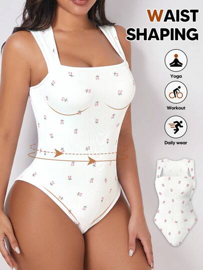 Women's Sleeveless Ribbed Shapewear Bodysuits Tummy Control Body Shaper Seamless Sculpting Waist Slimming Tank Top
