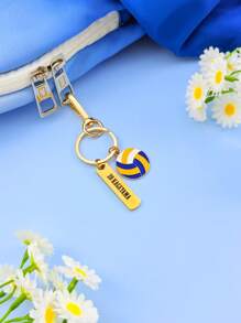 1 pièce Porte-clés personnalisé en acier inoxydable, personnalisable avec votre nom, numéros et noms de maillots préférés, faisant des souvenirs sportifs pour les fans de sports. Pendentifs de volleyball/baseball/badminton/basket-ball/football, colorés, amusants, intéressants