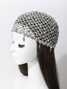 1 buc. șapcă fără boruri din croșetat, lucrată manual, cu mărgele, pentru femei, tricot subțire exotic de epocă pentru primăvară/vară