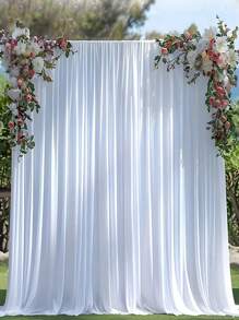 1 pieza Cortina de fondo para ceremonia de boda de satén blanco romántico de poliéster en 3 tamaños (27.5in X118.4in - 78.7in X78.7in X120.2in), adecuada para bodas, fiestas de boda, cumpleaños, aniversarios, San Valentín, Día de la Madre, Navidad, y celebraciones