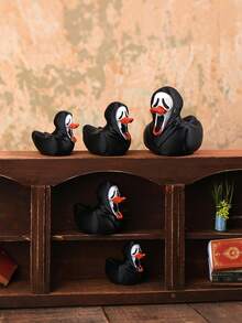 1PC Halloween Mini Screaming Duck, Ghost Duck Model, Dollhouse Accessories, Mini Decorations, Birthday Surprises, Garden Scene Decor, Pranks, Funny Horror Resin Ducks For Halloween