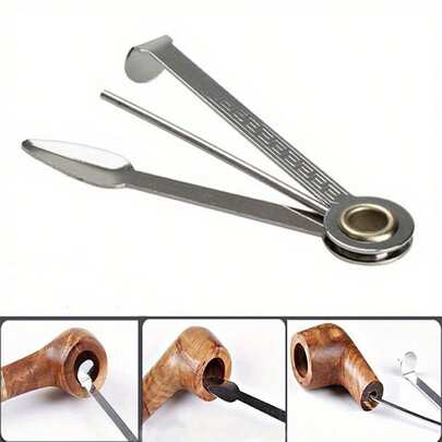 Cleaning Pipe Knife, Three-In-One Metal Tobacco Pipe Cleaning Tool, Tree-In-One Smoking Pipe Cleaner, Portable Pressing Stick Smoking Scraper Tool, Smoking Accessories