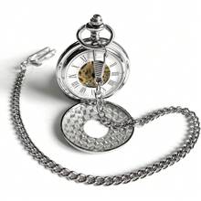 New  Vintage Hand Wind  Pocket Watch For Men, Mechanical Pocket Watch  Chain, Mens Skeleton Pocketwatch
