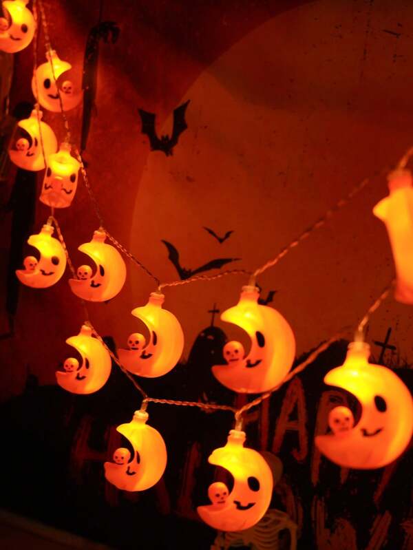 1pc 1.5M 10 LED Half-Moon Pumpkin String Light, Halloween Party Pumpkin Lamp Decoration, Festival Decor - Battery Powered (Batteries Not Included) Halloween Decoration Room Deocr Halloween Garden Decor For Gift Fairy Holiday Decor Festival Decor