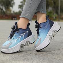 1 pereche de role unisex, pantofi transformabili cu patru roți pentru patinaj sau mers pe jos, potriviți pentru studenți și adolescenți, pantofi sport