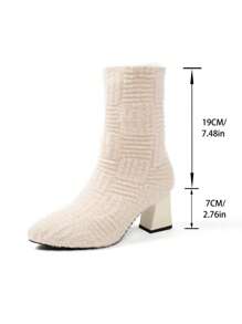 Stivali invernali da donna casual con punta affusolata, ricamati in stile western, con cardigan e stile cowboy