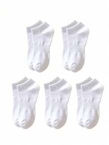 5/12 双夏季男士白色短袜，柔软运动短袜，休闲日常袜