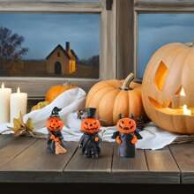 3 pièces Décoration créative d'ornement en résine de citrouille démon d'Halloween, statuette de sorcière de citrouille de bureau pour la décoration de la pièce. Décorations d'Halloween, fête de vacances d'Halloween, décoration d'automne, cadeaux pour les gens.