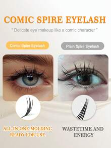 168Fans C/D 卷曲 W 形漫画尖顶预制粉丝睫毛漫画睫毛延长 0.07 毫米 8-15 毫米动漫睫毛自动开花优质水貂睫毛延长睫毛簇、睫毛簇、单根睫毛、睫毛、假睫毛 - 黑色 - 查看 3