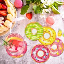 8 件套甜甜圈钻石画杯垫套装 - 用复杂的钻石圆点艺术和方便的支架打造闪亮的 DIY 饮料杯垫，适合成人和初学者