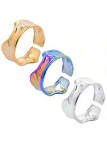 1pc Stainless Steel Adjustable Open Ring, Fashionable Versatile Classic Decorative Ring For Men