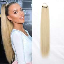 Long Straight Ponytail Extension 24Inch Ponytail Hair Extensions Synthetic Hair On Elastic Band Hairpiece