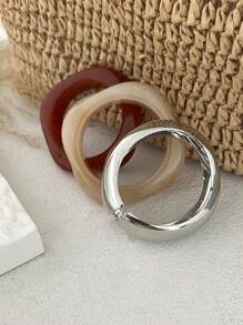 1pc Vintage Exaggerated Asymmetrical Acrylic Resin Cuff Bracelet, Minimalist Punk Style Unique Design Thick Gold-Tone Bracelet, Women's Daily Accessory And Festival Gift Jewelry (The Pattern, Texture And Color On The Bracelet Are Based On The Actual Item)