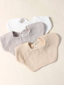 3pcs Newborn Candy Color Double-Layer Gauze Absorbent Baby Bibs, Lovely Drool Bibs Set For Daily Use, Soft And Skin-Friendly Material - Multicolor - View 5