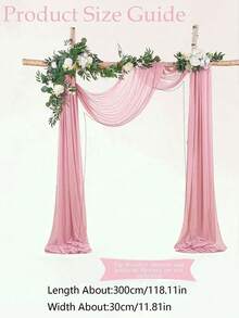 Elegant Pink Sheer Curtain, Wedding Arch Drape Fabric For Parties Ceiling Wedding Arch Reception Drapery Fabric Decor, 118in Drape Fabric, Tulle Chiffon Fabric Voile Suitable For Wedding, Proposal, Engagement Event Background, Birthday Party Decoration, Curtain, Stage, Tent, Wedding Table And Chair Decoration, Wedding/Festival Party Decorations, Hanging Wall Decor, Summer Graduation Christmas - Pink - View 10