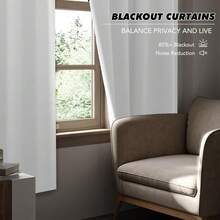 Local Delivery Black Blackout Curtains 63 Inch Length, Room Darkening Thermal Insulated Noise-Reducing Black Out Curtains For Bedroom Living Room Windows, Back Tab Rod Pocket, W52 X L63 Inches, 2 Panels - Greyish White - 查看 3