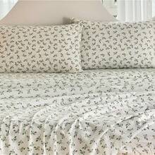 Black Sheets, Deep Pocket, 1800 Thread Count, Soft Breathable, Cute Printed Boho Farmhouse Bed Sheets, Up To 18 Inch - Green and White - View 3