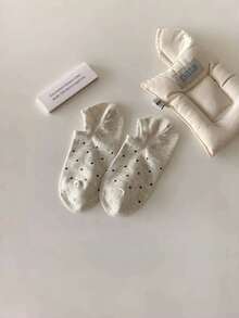 10/6/4双女士中筒袜，面料设计波尔卡圆点踝袜，适合所有季节，颜色随机