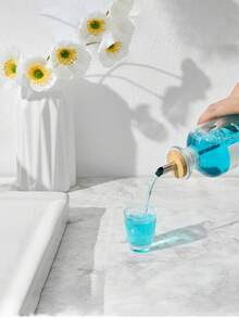 1pc 12OZ/350ML Mouthwash Dispenser, Coffee Syrup Bottle, Soy Sauce Vinegar Bottle, Bathroom Glass Mouthwash Rinser With Stainless Steel & Bamboo Sprout, Reusable Mouthwash Cup, Bamboo Tray And Stickers - Multicolor - View 10