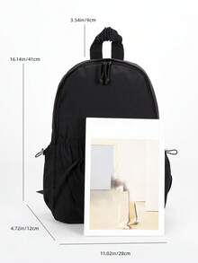 Back To School Large Capacity Backpack For High School & College Students, Commuting & Travel, Bow Decor, Casual & Versatile - Black - View 5