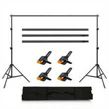 NEWKS Photo Video Studio 2x2m/ 6.5x6.5Ft (WxH) Adjustable Background Stand Backdrop Support System Kit With Carry Bag 4 Spring Clamps - Black - View 7
